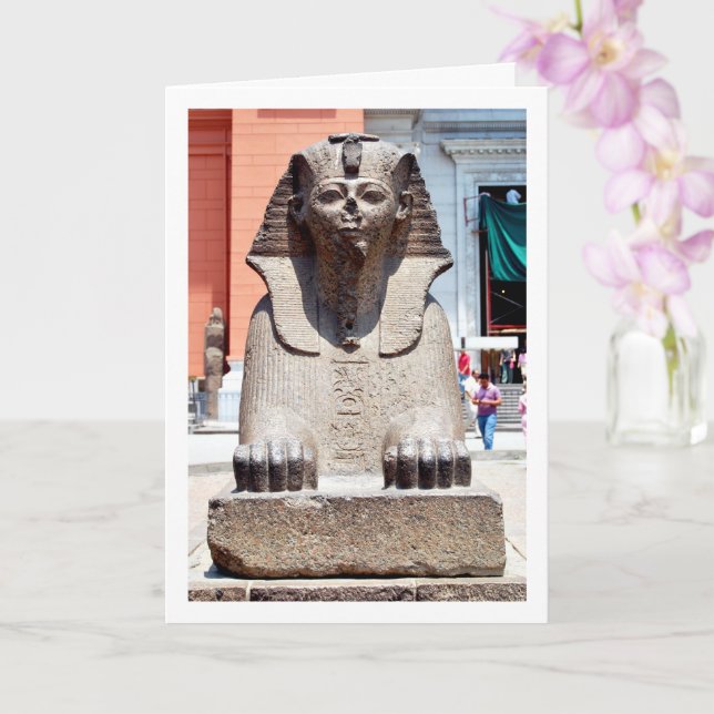 Small Sphinx outside Museum of Cairo, Egypt Card (Orchid)