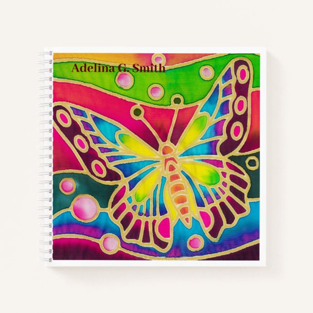 Small Spiral Sketch Notebook - Bright Butterfly (Front)
