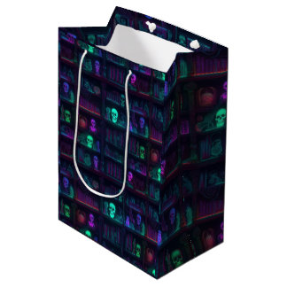 Small Spooky Photo-realistic Dark Academia Bookshe Medium Gift Bag