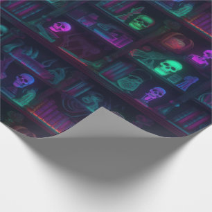 Small Spooky Photo-realistic Dark Academia Bookshe Wrapping Paper