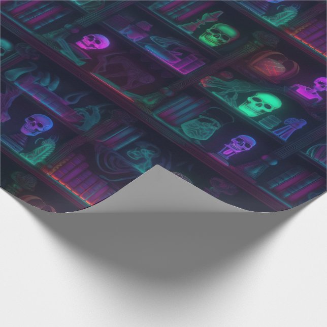 Small Spooky Photo-realistic Dark Academia Bookshe Wrapping Paper (Corner)