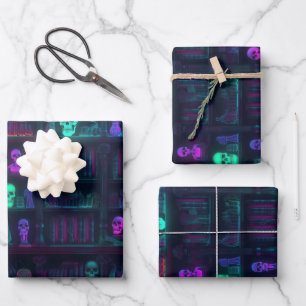 Small Spooky Photo-realistic Dark Academia Bookshe Wrapping Paper Sheet