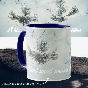 Small spruces covered with fresh snow. mug