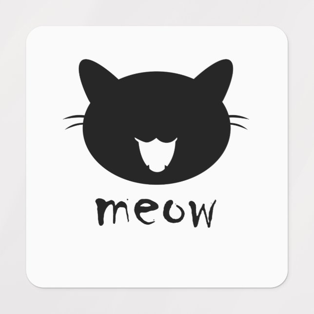 Small Square Clothing Label cat meow (Design 1)