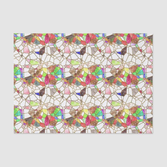 Small Stained Glass Sections Decoupage  Tissue Paper (Front)