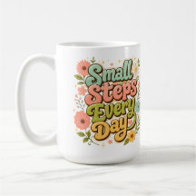 Small Steps Every Day Floral Retro Motivational