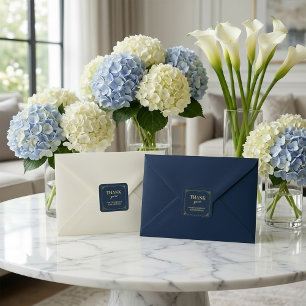 Small Stickers Navy Gold80th Birthday Thank You