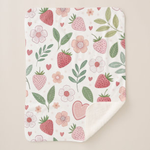 Small Strawberry Pattern Sherpa Blanket