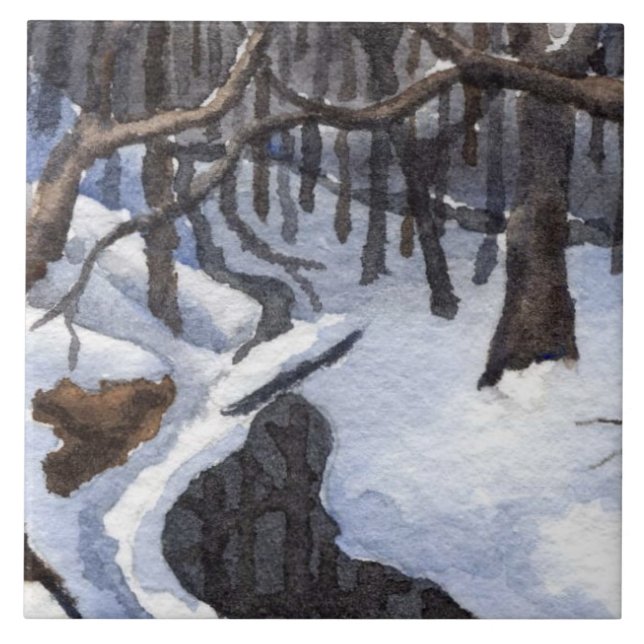 Small stream in a winter snow with dark waters tile (Front)