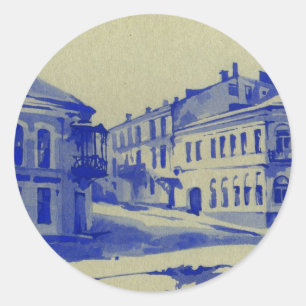 Small streets in the old town classic round sticker
