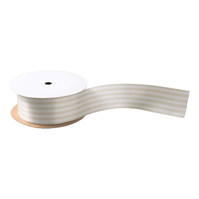 Small Stripes Beige Ivory Elegant Satin Ribbon (Spool)