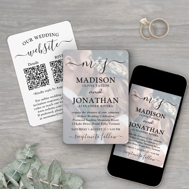 Small & Stylish All-In-One QR Code Photo Wedding Invitation (Creator Uploaded)