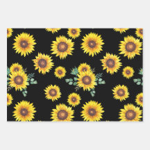 Small Sunflower pattern on black Background
