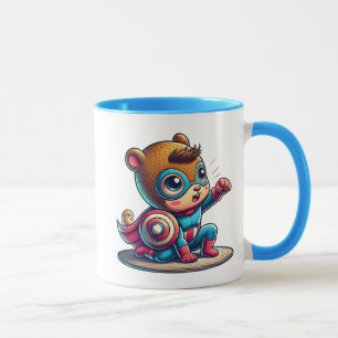 Small super hero child with shield. mug