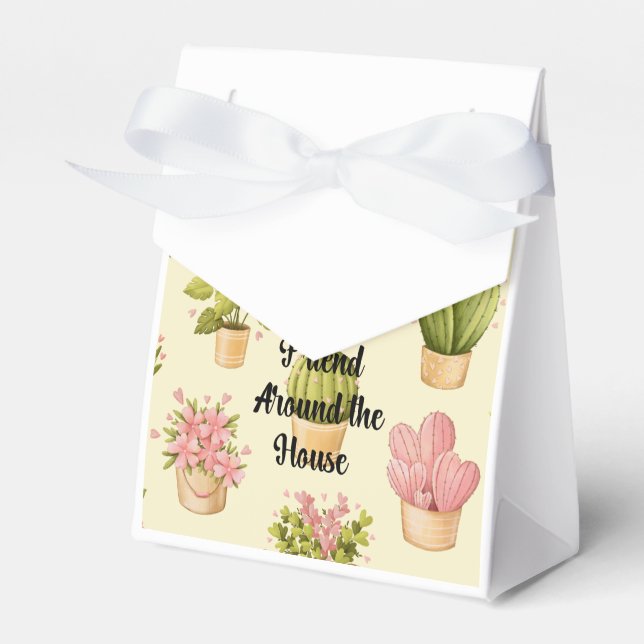 Small Tent Favour Box with Ribbon with Garden Quot (Front Side)