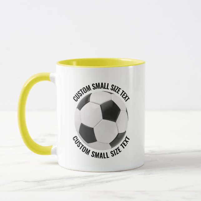 Small Text YELLOW Combo 11oz Custom Soccer Mug (Left)