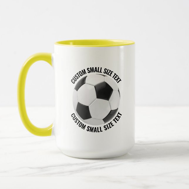 Small Text YELLOW Combo 15oz Custom Soccer Mug (Left)