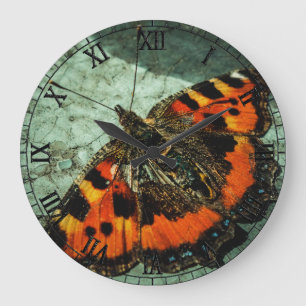 Small Tortoiseshell Butterfly Large Clock