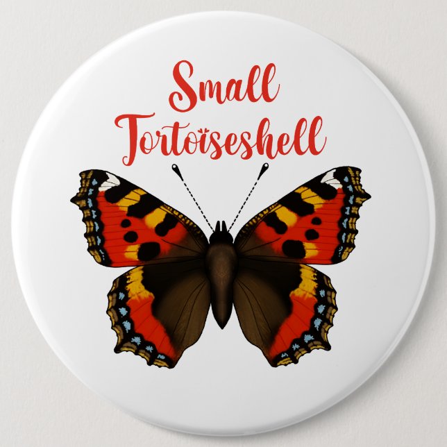 Small Tortoiseshell  Butterfly Round Badge (Front)
