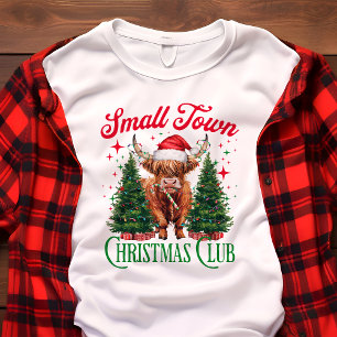 Small Town Christmas Club Highland Cow Holiday  Tri-Blend Shirt