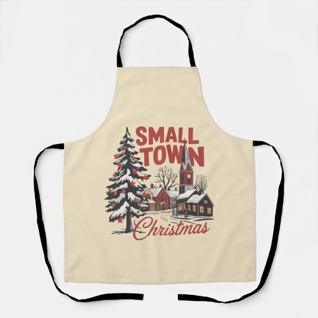 Small Town Christmas Country Farmer Family Retro  Apron (Front)