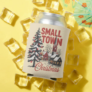 Small Town Christmas Country Farmer Family Retro Can Cooler