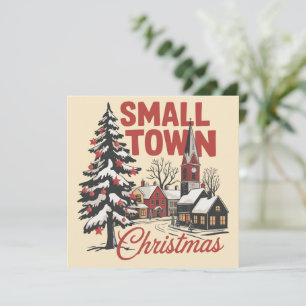 Small Town Christmas Country Farmer Family Retro  Holiday Card