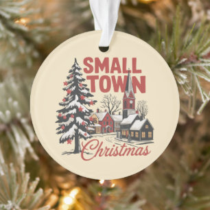 Small Town Christmas Country Farmer Family Retro  Ornament