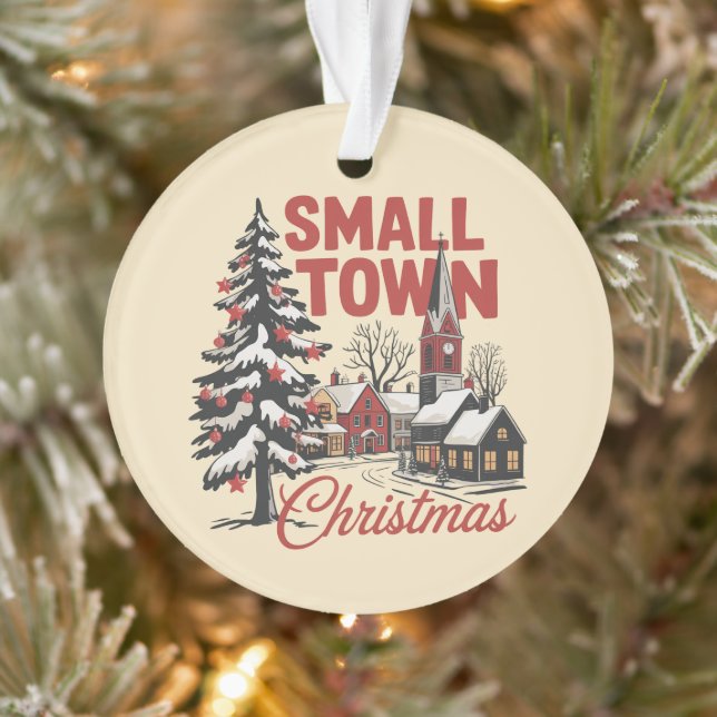 Small Town Christmas Country Farmer Family Retro  Ornament (Tree)
