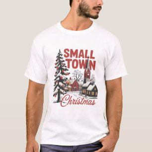 Small Town Christmas Country Farmer Family Retro T-Shirt