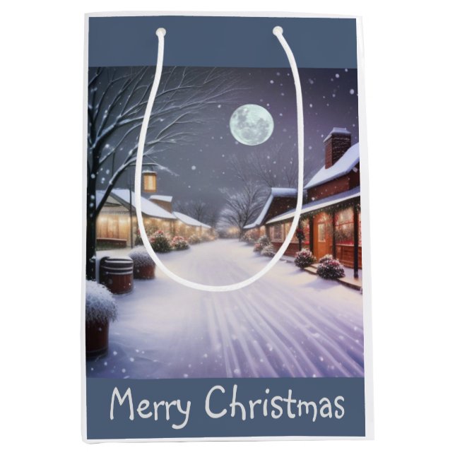 Small Town Christmas Medium Gift Bag (Front)