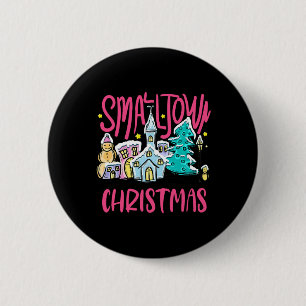 Small Town Christmas Xmas Tree Church Snowman Men 6 Cm Round Badge