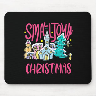 Small Town Christmas Xmas Tree Church Snowman Men Mouse Mat