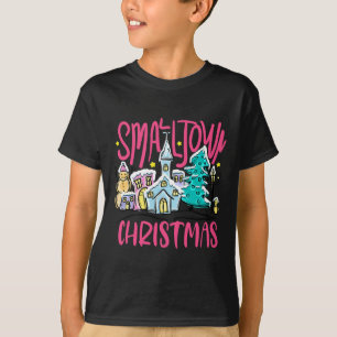 Small Town Christmas Xmas Tree Church Snowman Men T-Shirt