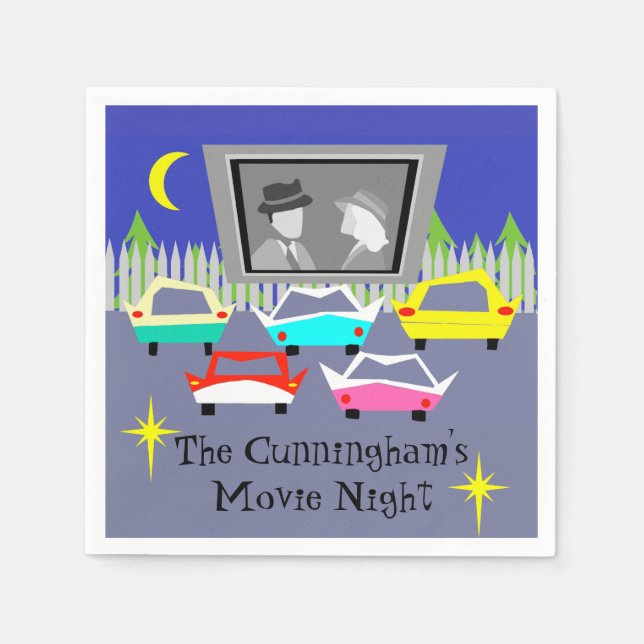 Small Town Drive-In Movie Disposable Napkins (Front)