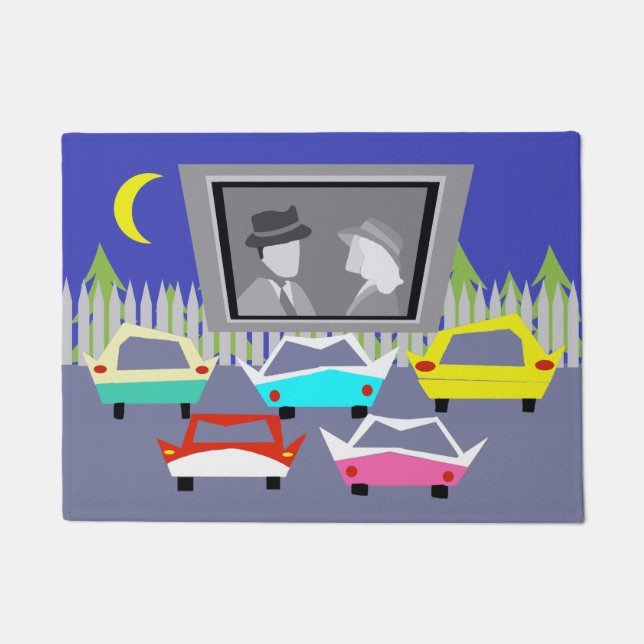 Small Town Drive-In Movie Door Mat (Front)