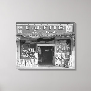 Small Town Feed Store, 1936 Canvas Print