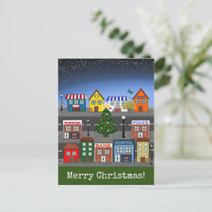 Small Town Neighbourhood   Merry Christmas Postcard