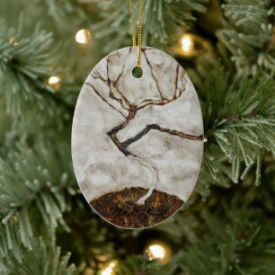 Small Tree In Late Autumn by Egon Schiele Ceramic Tree Decoration