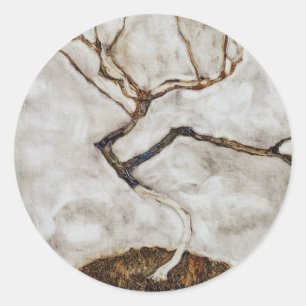 Small Tree In Late Autumn by Egon Schiele Classic Round Sticker