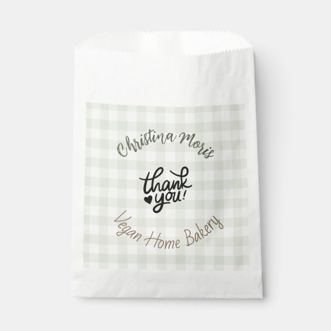 Small Vegan Home Bakery Thank You Pattern Favour Bags (Front)