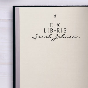 Small Vintage Arrow Modern Library Books Rubber Stamp
