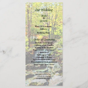 Small Waterfall in Autumn Park Wedding Program Programme