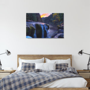 Small Waterfalls Oil Painting Print
