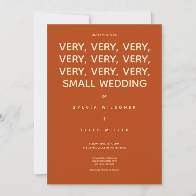 Small Wedding Burnt Orange Typography Minimal (Front)