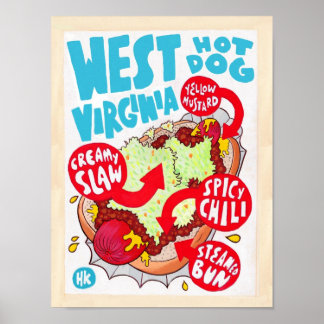 Small West Virginia Hot Dog Poster