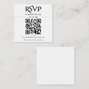 Small White Chic Modern RSVP QR Code Wedding  Enclosure Card