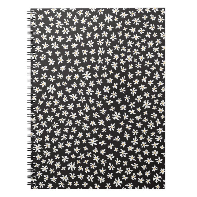 Small White Ddaisy And Chamomile Flowers Notebook (Front)