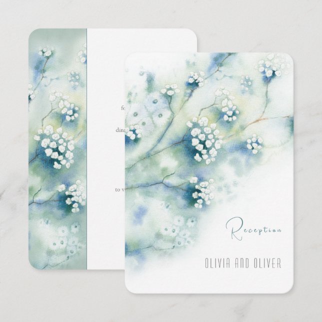 Small White Flowers Reception Enclosure Card (Front/Back)