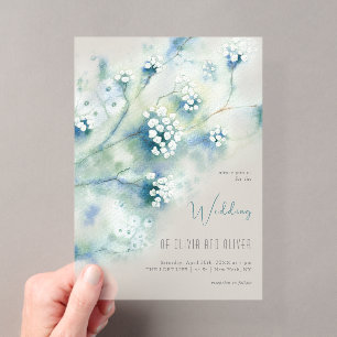Small White Flowers Wedding Acrylic Invitations